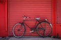 Vintage bicycle against old brick wall Royalty Free Stock Photo