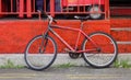 Vintage bicycle against old brick wall Royalty Free Stock Photo