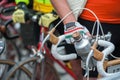 Cyclist with his vintage bicycle, before the race