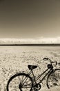 Vintage bicycle on the beach in Santa Pola, Spain Royalty Free Stock Photo