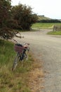 vintage bicycle on country road side Royalty Free Stock Photo