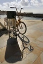 Vintage bicycle in the dock by the sea