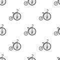 Vintage bicycle. The first bicycle. Huge and small wheel.Different Bicycle single icon in black style vector symbol