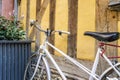 Vintage bicycle in front of old, half timbered house in Troyes, France Royalty Free Stock Photo