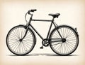 Vintage Bicycle Illustration Black and White Line Art Royalty Free Stock Photo
