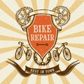 Vintage bicycle repair logo Royalty Free Stock Photo