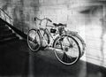 Vintage bicycle during sunset time sport backdrop