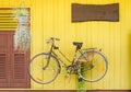 Vintage bicycle on wall Royalty Free Stock Photo