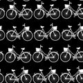 Vintage bicycles, seamless pattern black and white. vector Royalty Free Stock Photo