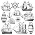 Vintage Big Ships Collection Royalty Free Stock Photo