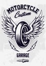 Vintage Biker Design with Winged Wheel