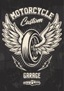 Vintage Biker Design with Winged Wheel