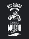 Vintage bikers club vector t-shirt logo isolated on dark background Royalty Free Stock Photo
