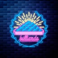 Vintage billiard emblem glowing