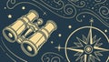 Vintage Binoculars Compass Starry Map Exploration, vector design Generative AI Royalty Free Stock Photo