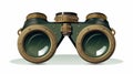 Vintage Binoculars Icon - Dark Green And Bronze Cartoonish Design