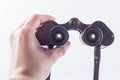 Vintage binoculars on a white background, isolate Royalty Free Stock Photo