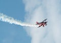 Vintage biplane aerial stunts Royalty Free Stock Photo