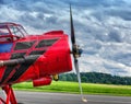 Old biplane propeller aircraft Royalty Free Stock Photo