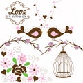 Vintage bird cage vector