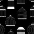 Vintage Birdcages Silhouettes Seamless Pattern Royalty Free Stock Photo