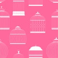 Vintage Birdcages Silhouettes Seamless Pattern Royalty Free Stock Photo