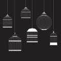 Vintage Birdcages Silhouettes Set Vector Royalty Free Stock Photo