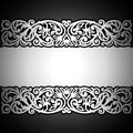 Vintage black background, antique, victorian silver ornament