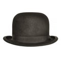 Vintage black bowler hat isolated on white Royalty Free Stock Photo