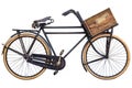 Vintage black cargo bicycle with old wooden transport crate