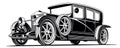 vintage black classic car limousine vector illustration Royalty Free Stock Photo