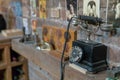 Vintage black corded telephone