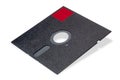 Vintage black floppy disk isolated on white background, retro data storage technology. Royalty Free Stock Photo