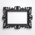 Vintage Black Frame On White Background: Rococo-inspired 3d Render