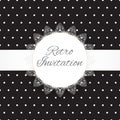 Vintage black lace polka dots vector ornament card