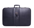 Vintage black leather travel bag isolated on white Royalty Free Stock Photo