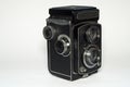 Vintage black 135 mm rangefinder on white background