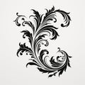 Vintage Black Ornamental Letter With Swirls - Classic Rococo Design