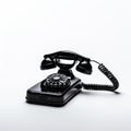 Vintage Black Phone On White Tabletop Vignetting Commercial Imagery