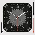 Vintage Black Rounded Square Watch Dial With Arrows. Royalty Free Stock Photo