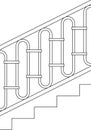 Vintage Black Staircase Railing, 1930s-inspired, Line Art, Seamless Pattern, Vector, True to Scale