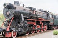 Vintage black steam locomotive old train. Royalty Free Stock Photo