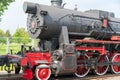 Vintage black steam locomotive old train. Royalty Free Stock Photo