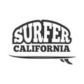 Vintage black vector surf emblem, logo