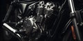 Vintage black and white closeup of motorcycle engine exhaust pipes. Concept Vintage, Black and White, Closeup, Motorcycle Engine, Royalty Free Stock Photo