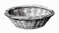 Vintage Black and White Engraving of Wickerwork Basket for Design Projects Royalty Free Stock Photo