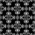 Vintage black and white floral vector seamless pattern. Hand drawn doodle line art tracery swirls ornament. Damask ornamental ba Royalty Free Stock Photo