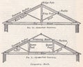 Vintage black and white illustrations / diagrams of Carpentry Roofs 1900s