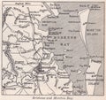 Vintage black and white map of Brisbane and Moreton Bay 1900s
