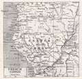 Vintage black and white map of French Congo 1900s